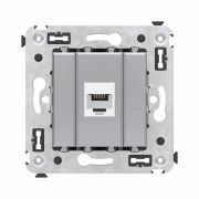 Розетка телефонная 1-м СП Avanti «Закаленная сталь» RJ12 без шторок механизм DKC 4404613