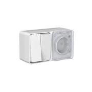 Блок ОП AtlasDesign PROFI IP54 (розетка 1-м 16А заземл. защ. шторки + 2-кл. выключатель 10А) сер. SE ATN543074