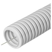 Труба гофрированная ПВХ легкая d16мм с протяжкой 350 Н сер. (уп.25м) Промрукав PR.011631М25