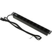 Блок розеток 9 мест PDU (немец. станд.) DIN 49440 ПВХ профиль 1U шнур 2м; вилка IEC 320 C14; черн. ITK PH22-9D2-P