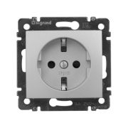 Розетка 1-м СП Valena 16А IP21 230/250В 2P+E с заземл. защ. шторки на винтах механизм алюм. IEK 770121