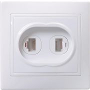 Розетка компьютерная + телефонная 2-м СП Кварта РК/Т12-КБ IP20 бел. GENERICA EIK10-K01-DM