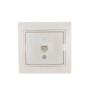 Розетка телефонная 1-м СП Mira RJ11 16А IP20 евро стандарт со вставкой жемчуж./бел. перламутр. LEZARD 701-3030-137