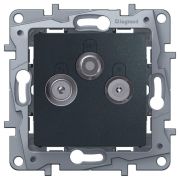 Розетка телевизионная TV/R/SAT СП Etika Plus 2дБ 0-2400МГц с топологией «звезда» механизм антрацит Leg 672656