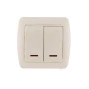 Выключатель 2-кл. ОП Demet 10А IP20 с подсветкой крем. LEZARD 711-0300-112