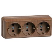 Розетка 3-м ОП Октава РС23-3-ОД 16А IP20 с заземл. дуб GENERICA ERO31-K04-16-DC