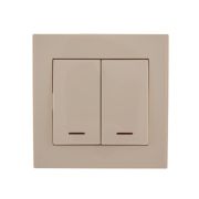 Выключатель 2-кл. СП Rain IP20 с подсветкой крем. LEZARD 703-0303-112